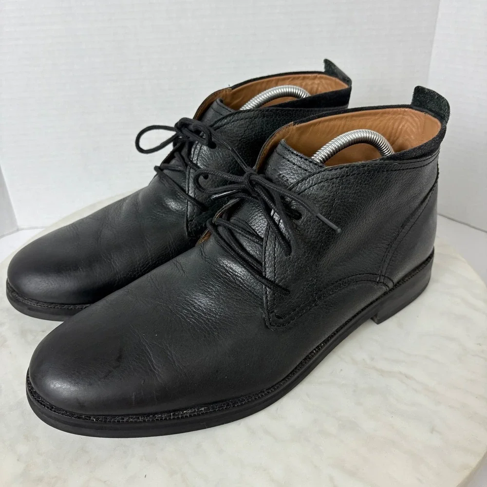 Cole Haan Men's Ankle Chukka Boots Black Leather Lace Up Dress Shoes Size 11.5M‎